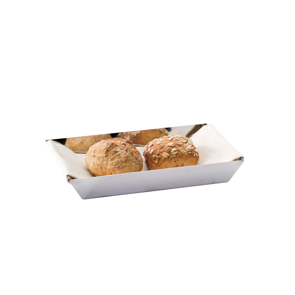 CESTINO PANE SQUARE C/STOFFA cm.20X12 INOX