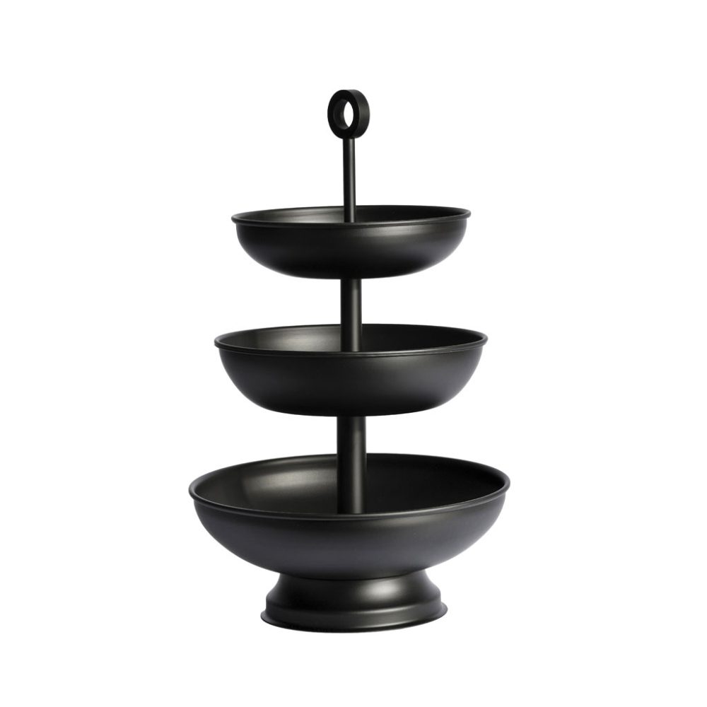 ALZATA FRUTTA 3/P cm.20-22-26 H.45 INOX NERO