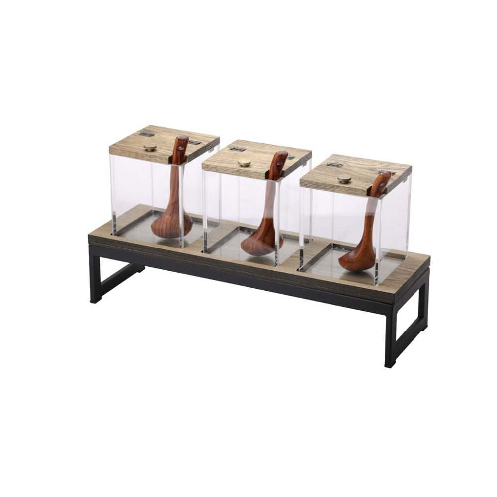 DISTRIBUTORE CEREALI TRIPLO C/ALZATA L.2X3 PLEXI-LEGNO