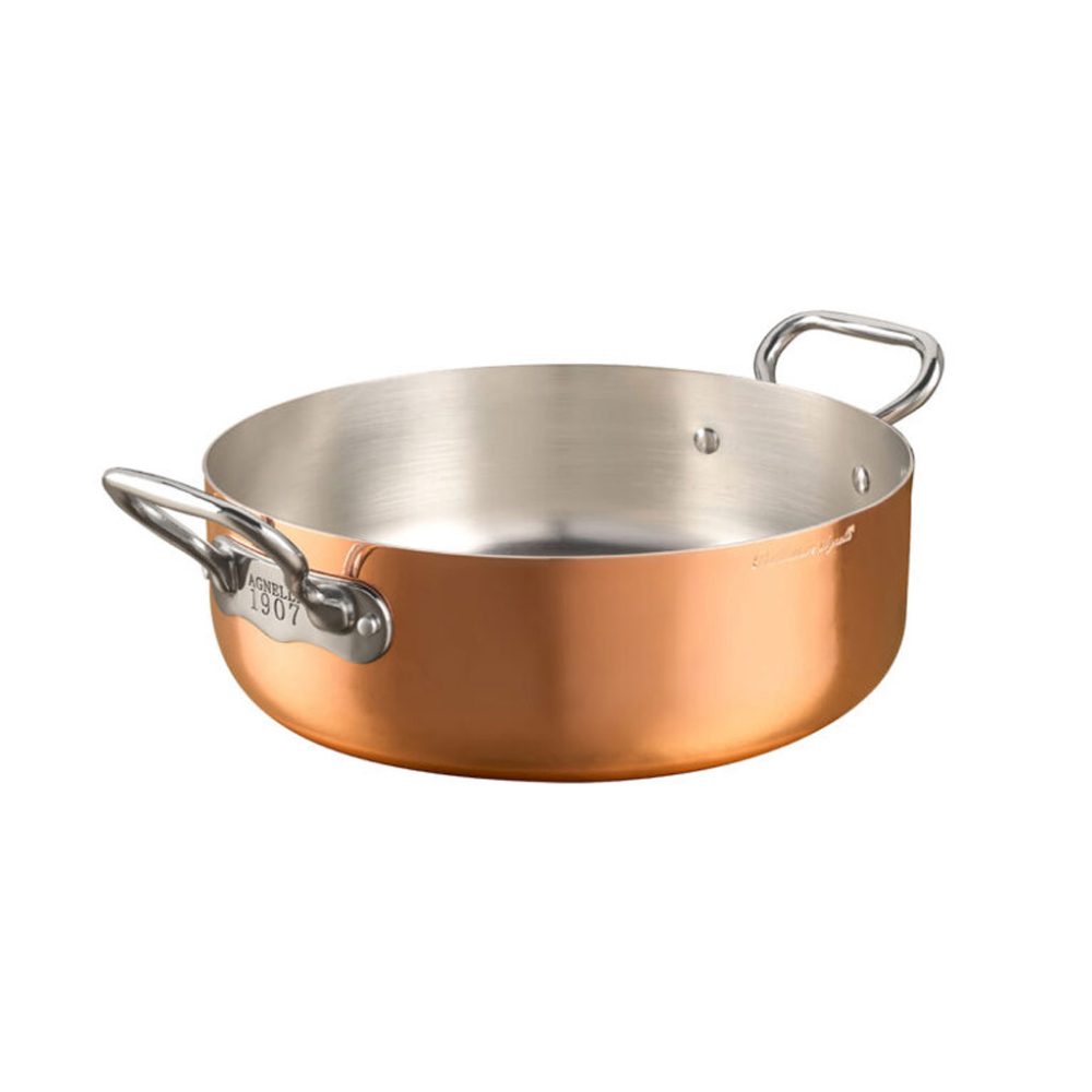 CASSERUOLA BASSA 2/MANICI cm.28 RAME INDUZIONE