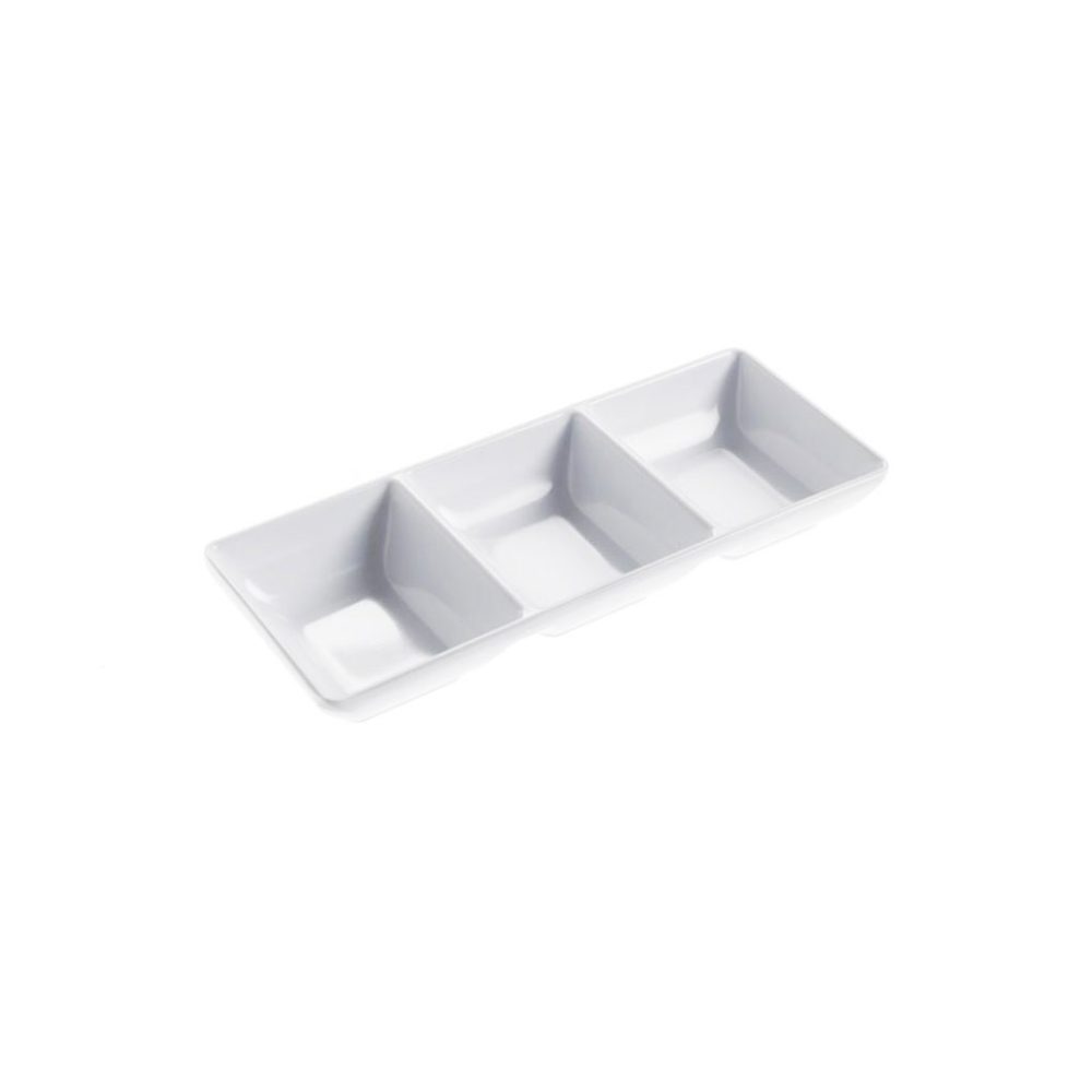 PIATTO 3 SCOMPARTI cm.22X7 MELAMINA BIANCO