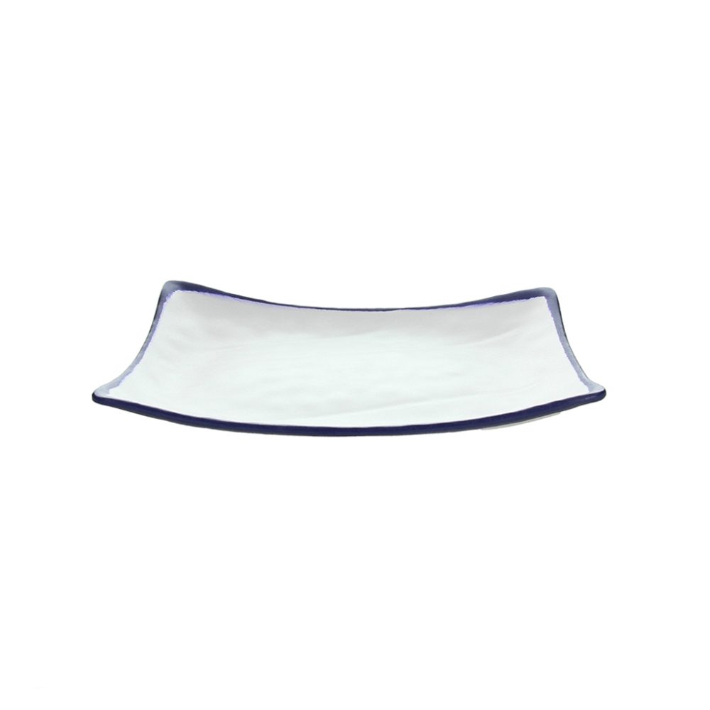 PIATTO RETTANGOLARE CM.32,8X23,8 MELAMINA BIANCO-BLU