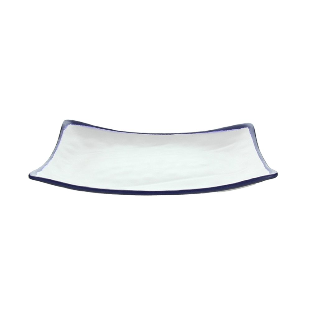 PIATTO RETTANGOLARE CM.40X30 MELAMINA BIANCO-BLU